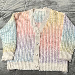 Sioni Pastel Rainbow Striped Cardigan